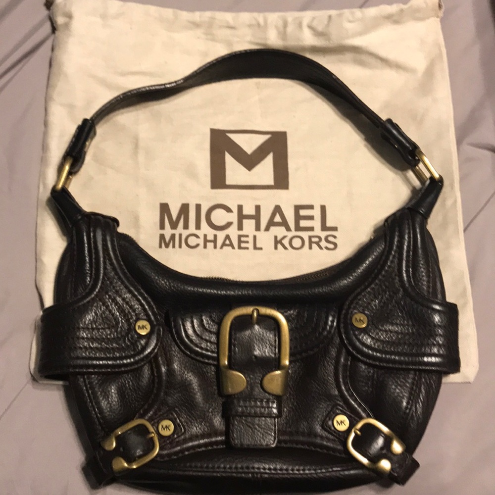 Michael Kors dark brown leather hobo
